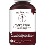 Testosterone Booster for Men - Made in USA - Horny Goat Weed, Shilajit, Maca Root - Build Muscle, Calm Anxiety, Improve Vitality - Premium, Holistic Herbal Blend by Sapien Labs