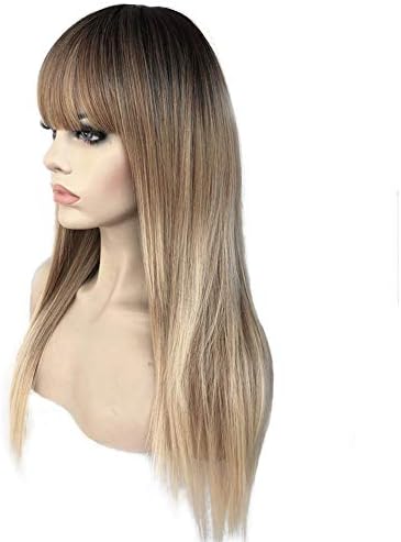 Aimole24" Long Straight Kanekalon Premium Synthetic Wig Natural Ombre Wigs T6/271/613A Brown Blonde