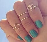 European Heart Shape Gold Women's Clear with Cubic Zirconia Midi Rings(4 Pcs)
