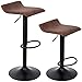 SUPERJARE Bar Stools Set of 2-360° Swivel Barstools, Adjustable Height Bar Chairs, Rustic Counter Height Chairs for Pub Kitchen, Retro Brown