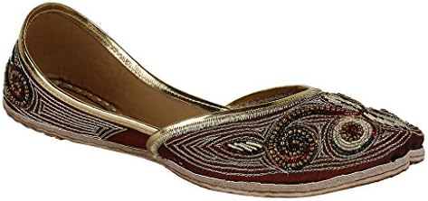 SaashiWear Womens Traditional handcrafted Indian Punjabi Flats Pumps Shoe Flip Flop Slip on Jutti Mojari Khussa