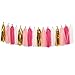 Ling's moment 20pcs Tassel Banner Tissue Paper Tassels Garland, Fiesta Fringe Garland for Wedding, Baby Shower, Event & Party Supplies, DIY Kits - (Metallic Gold+Pink+White+Hot Pink)