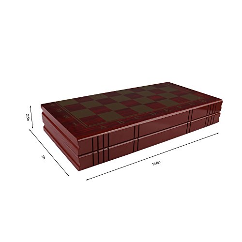Travel Chess Checkers Backgammon Set with Folding Carrying Case for Beginners (Brown) - Thumbnail 4