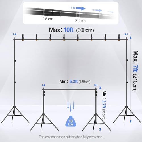 EMART Backdrop Stand Kit, 10x7ft (WxH) Adjustable Photo Backdrop Stands Kit for Parties with Carrying Bag, Photography Background Support Frame for Video Studio Photoshoot Banner Holder