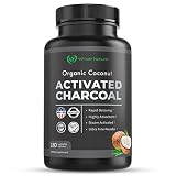 Whole Nature 180 Capsules Pure Organic Coconut Activated Charcoal Supplements Natural Pills for Body Detox Digestive System Teeth Whitening Detoxification Gas Stomach Bloating Tablets
