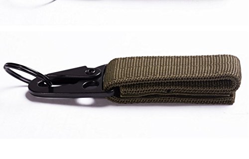 EDTara Carabiner Tactical Nylon Climbing Metal Hook Webbing Buckle Hanging Molle Camping Belt Buckle with Key Ring Army Green
