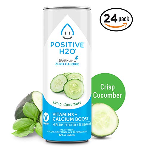 Positive H2O Sparkling Crisp Cucumber (24 Count, 12 Fl Oz Each)