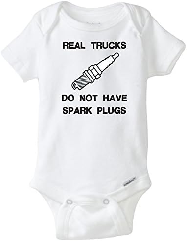 BLAKENREAG Real Trucks Do Not Have Spark Plugs Funny Baby Onesie Baby Boy Girl Clothes Bodysuit (Newborn)