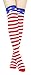 Bienvenu Women's Extra Long Striped Socks Glove Set Over Knee High Opaque Stockings,Red Blue