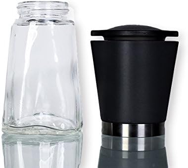 Salt and Pepper Grinder - Seacreating Professional Grade Stainless Steel Salt and Pepper Grinder with Glass Body and Adjustable Manual Ceramic Mill for Fine Spices or Coarse Easy to Refill &amp; Clean
