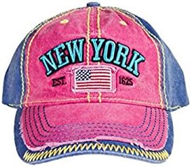 New York 1625 Vintage Baseball Cap (6 Styles Available) (hot pink/blue) One Size Apparel