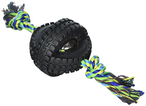 Pet Qwerks Large Jingle X-Tire Ball with Single Rope