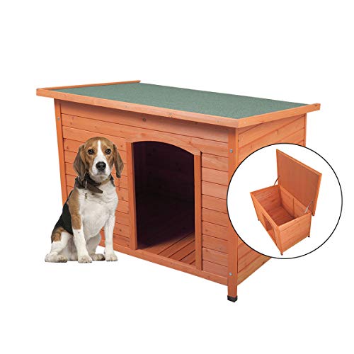 COZIWOW Large Outdoor Deluxe SlantRoofed Wood Dog Pet House Shelter
