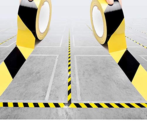 Black and Yellow Floor Marking Tape,Self-Adhesive Flagging Safey Warning Caution Duct Tape for Boundaries and Hazardous Areas(50 Yards x1.88 Inches)