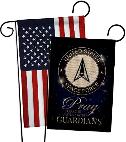Breeze Decor Pray United Guardians Burlap Garden Flag-Pack Armed Space Force US…