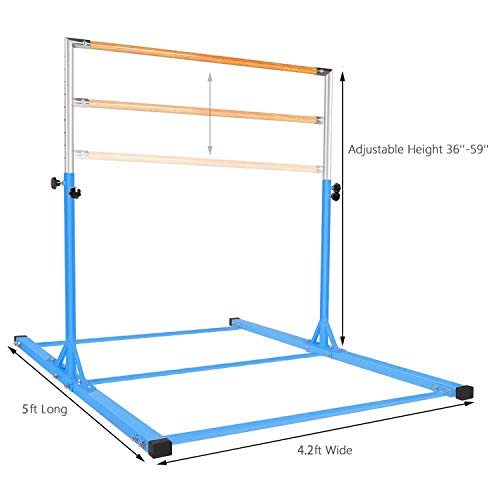 gymmatsdirect Gymnastics Expandable Kip Bar with Mat Blue Set Packages