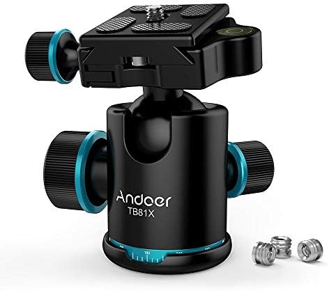 AndoerCamera Tripod Ball Head, Tripod Ballhead with 1/4 Quick Release Plate, Max.Load 17.64Lbs/8KG