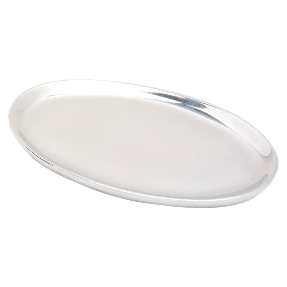 NKlaus candle plate oval 17x10cm aluminium silver polished saucer table decoration surface smooth 10376