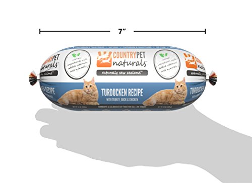 CountryPet Naturals Pasteurized Frozen Cat Food, 1.5 lbs, Turkey Duck and Chicken Recipe, 16 Rolls (24 lbs Total), Made in New Zealand
