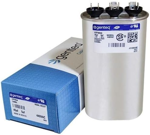 Proline C4D455 - 45 + 5 uF MFD x 440 VAC Genteq Replacement Dual Capacitor Oval # C4455L / 97F9844