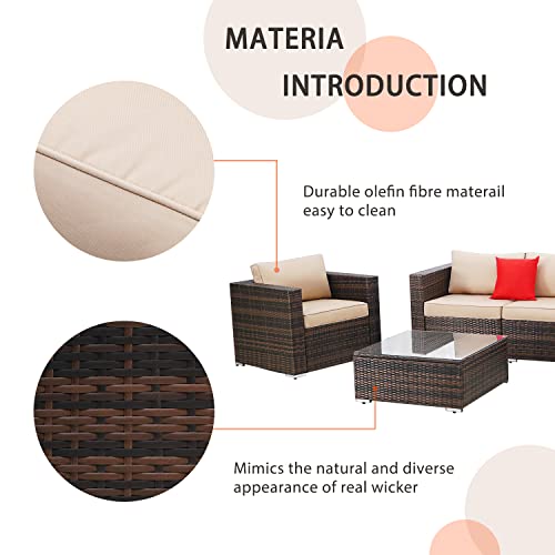 SUNCROWN 6Piece Outdoor Furniture Patio Sectional Sofa PE Rattan