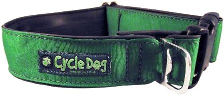 Cycle Dog Bottle Opener Recycled Dog Collar, Wide Width, Solid Green, Medium