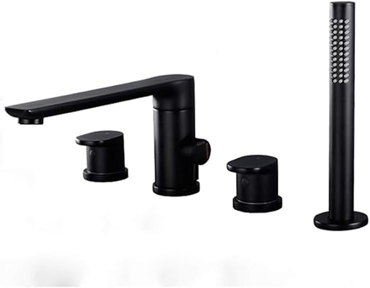 Black Matte Painted Bathroom Waterfall Bathtub Faucets With Pull