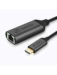 USB C to Ethernet Adapter, AOOGO Type-C to RJ45 Gigabit Ethernet AdapterThunderbolt 3 Port Compatible for MacBook Pro, Dell XPS 13 15, HP Spectre x360, Surface Book 2 and More (Gray)