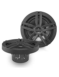 Kenwood Bluetooth CD Receptor de radio Paquete de audio marino para barco en el tablero con par de Enrock Altavoces estéreo de doble cono de 6.5 ", Cubierta impermeable estéreo, Cable de altavoz de 18 pies y 50 pies (negro   cromado)