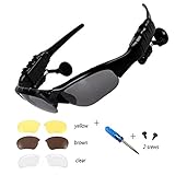 Wireless Bluetooth Headphones Stereo 4.1 Music Anti-ray Bluetooth Sunglasses for Men Support Both Headset and Hands-free for All Kinds of Cell Phone (black-gray)