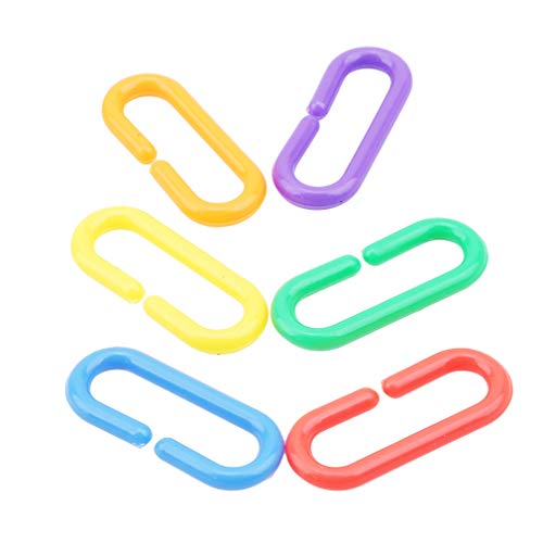 lehao 100pcs C-Clips Hooks Chain C-Links Sugar Glider Rat Parrot Bird Toy Parts Plastic Chain Links Cage Hang Ring Plaything Climb Toys