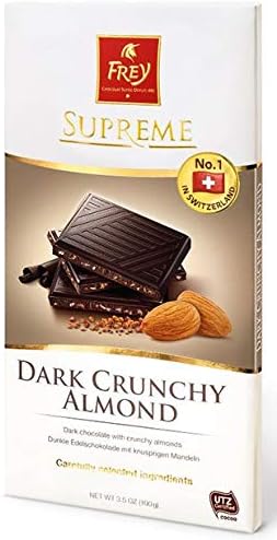 Chocolat Frey - Supreme Collection - Dark Chocolate Crunchy Almond - 100gr (6 Bars Pack)