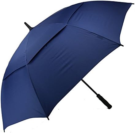 PFFY Golf Umbrella for Men Automatic Open Windproof Umbrellas Extra Large Oversize Double Canopy Vented Waterproof Stick 62 Inch Navy Blue
