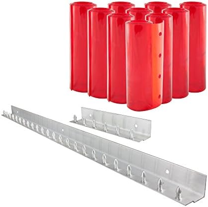 Aleco 444269 Clear-Flex Vinyl Strip Door, 50% Overlap, MaxBullet Aluminum Mounting System, 5' x 7', 8" x 0.080", Aztec Orange Smooth
