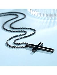 REVEMCN - Collar con colgante de cruz de acero inoxidable para hombre y mujer, cadena de 50,8 a 24.0 in