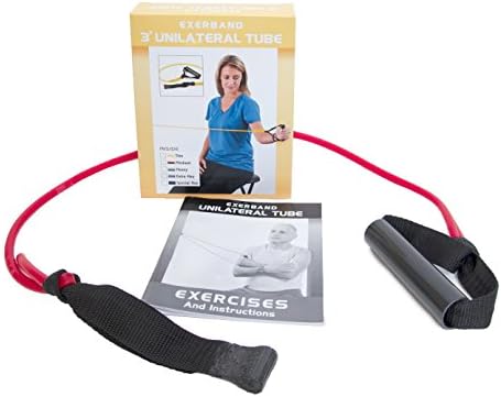 ExerBand 3ft Unilateral Tube - Resistance Tube with Handle - Red