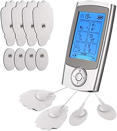 Dual Channel Tens Machine Rechargeable Pain Relief Machine with 16 Massage Modes, 8 Reusable Electrode Pads Independent-Control A/B Channel for Pain Management and Rehabilitation Muscle Stimulator