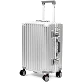VentureVault Carry On Luggage 22x14x9 Airline Approved, Zipperless Luggage Carry On, Hard Shell Suitcases with TSA Lock, Lightweight Carry On Suitcases with Aluminum Frame (silver, 20inch)