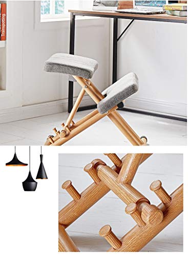 Mobile Kneeling Posture Chair Wooden Ergonomic Kneeling Chair Office with Orthopedic Back Pain Seat Adjustable Stool Thick Comfortable Cushions Gray - Thumbnail 5