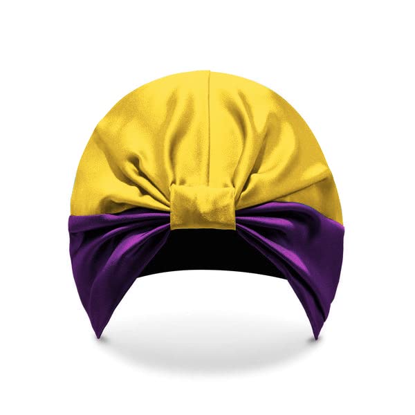 townssilk 100% Mulberry Silk Women's Night Hat, 16 Momme Sleep Cap, Silk Shower Cap, Good for Hair, Protects Hair, Silk Night Hat, Popular, Mustard Grape Purple