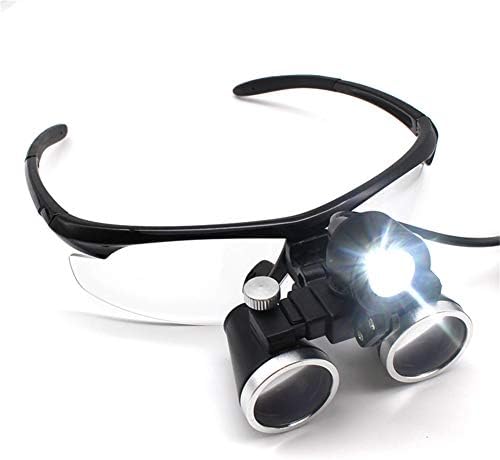 CJLMN Hands Free Headband Magnifier with LED Light 2.5X/3.5X Magnification Binocular Dental Loupe Surgery Surgical Magnifier with Headlight LED Light Medical Operation Loupe Lamp,3.5X