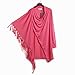 MerryFun Women's Tassels Hem Cloak Blouses Poncho Shirt Watermelon Red XL