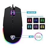 RGB Gaming Mouse Wired LED Mice,Hcman Breathing Backlit Optical USB Mouse with 5