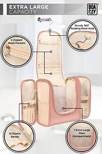 Extra Large Hanging Travel Toiletry Bag for Women and Men, Hygiene Bag, Bathroom and Shower Organizer Kit with Elastic Band Holders for Toiletries, Cosmetics, Makeup, Brushes 3 Extra Large Hanging Travel Toiletry Bag for Women and Men, Hygiene Bag, Bathroom and Shower Organizer Kit with Elastic Band Holders for Toiletries, Cosmetics, Makeup, Brushes