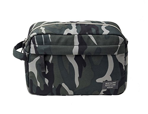 iSuperb Portable Toiletry Bag Waterproof Travel Organizer Cosmetic Bag For Women & Men Shaving kit bag with Key Ring For Vacation Travel (Camouflage Dark Green)