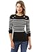 PattyBoutik Women Crewneck Striped Military Sweater