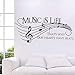 Home Find Musical Notes Wall Decals Music is Life That's Why Our Hearts Have Beats Stickers for Kids Bedroom Music Room Dance Room Vinyl Art Decor House Decorations (Black 51.1 inches x 22 inches)