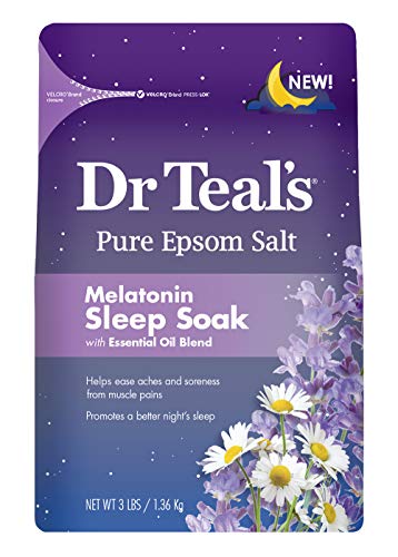 Dr. Teal’s Melatonin Sleep Soak with Essential Oil Blend Pure Epsom Salt Soaking Solution 3lbs Pack of 2