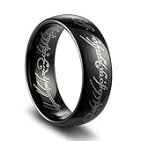 TUSEN JEWELRY The Lord of The Rings High Polish Black Plated Tungsten Carbide Ring Men's Ring