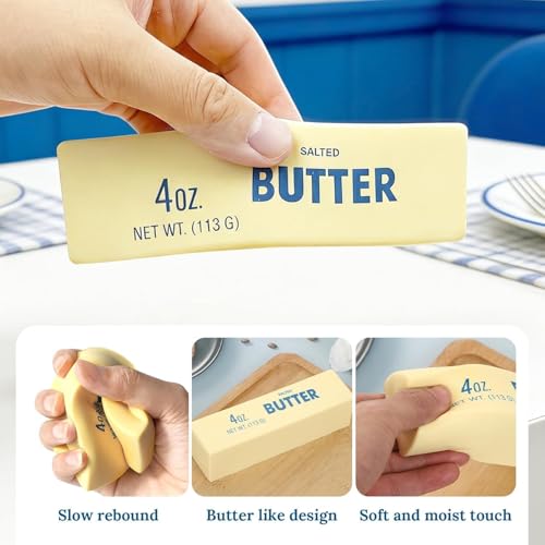 Butter Squishy, Sensory Cheese Block Slow Rise Squishy, 2026 New Adults Soft Novelty Rebounding Sensory Theme Cheese Butter Stress Balls, (a set of 2pcs)